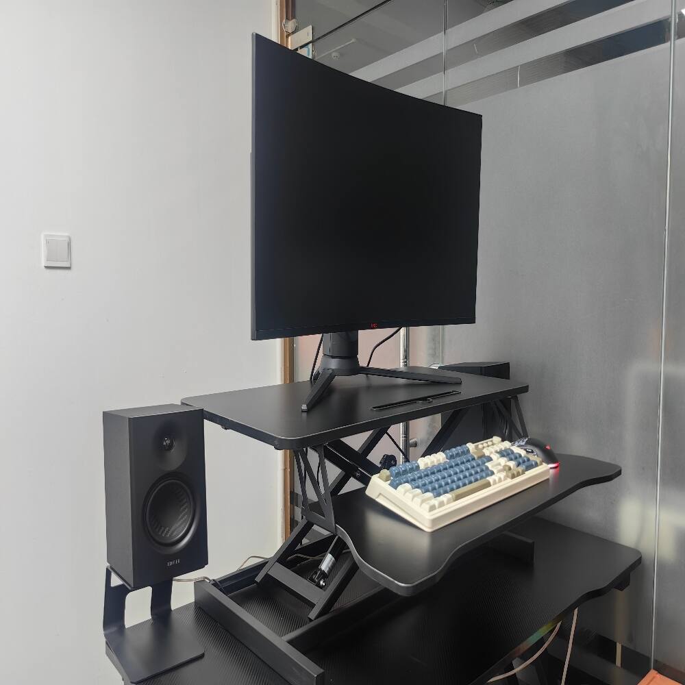 Alt View 10. Loheer - Loheer 32 Inch Standing Desk Converter Black Sit to Stand Riser Dual Monitor Adjustable Workstation - Black.