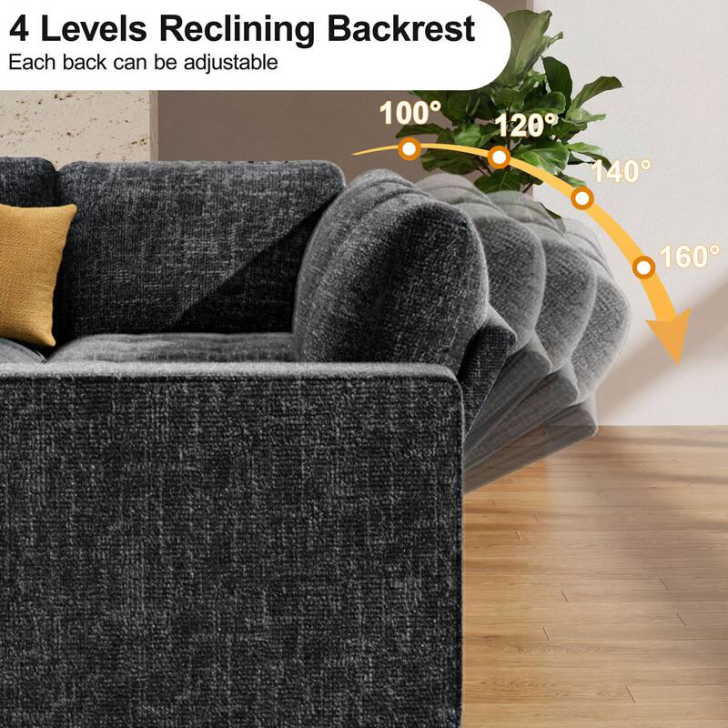 4 Levels Reclining Backrest  
Each back can be adjustable  
100° 120° 140° 160°