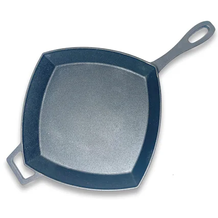 Front. Bayou Classic - Bayou Classic 12 Inch Square Cast Iron Cooking Skillet Pan with Helper Handle - Black.