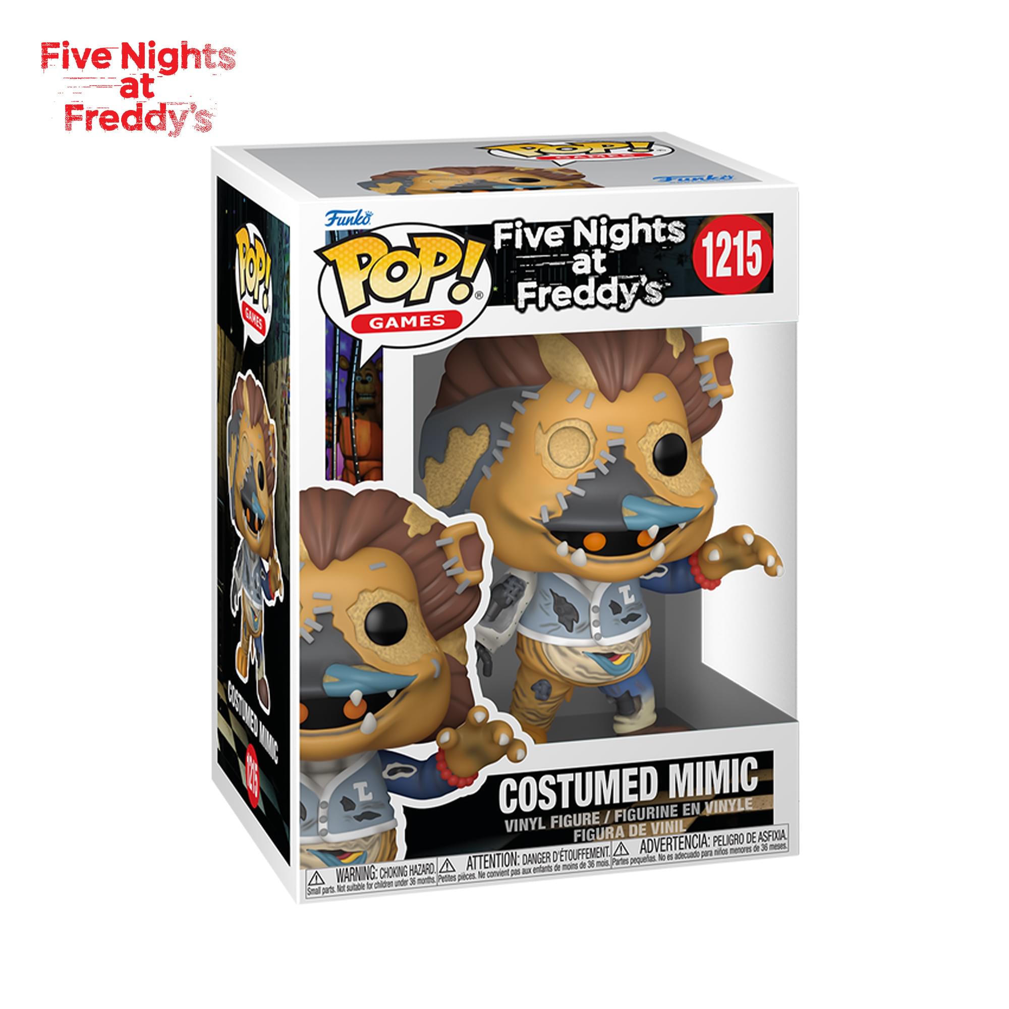 Five Nights at Freddy's Cp RER Funko Five Nights 1 POP! at 1215 Freddy's D GAMES NEE VMS L COSTUMED MIMIC FIGURINE EN VINYLE FIGURE I VINYL DE VINIL FIGURA PELIGRO DE ASFIXIA D'TOUFFEMENT A ADVERTENCIA: per1 - nesm -  ne DANGER pequnias - - acuade HATARO A ATTENTION:  miro a - - 3 - Pta A WARNING: CHOKING pecs Me -scbe on - - 3 meth M S stce a Smal a
