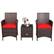 Front. Costway - 3PCS Patio Rattan Furniture Set Cushioned Sofa Glass Tabletop Deck - Red,Mix Brown.