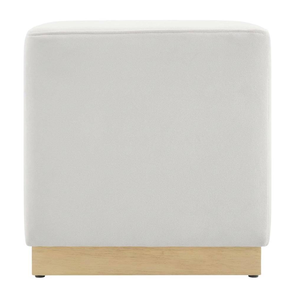 Back. Outdoor Escape - Velvet Upholstered Ottoman In Performance Fabric With Classic Design - Gray.