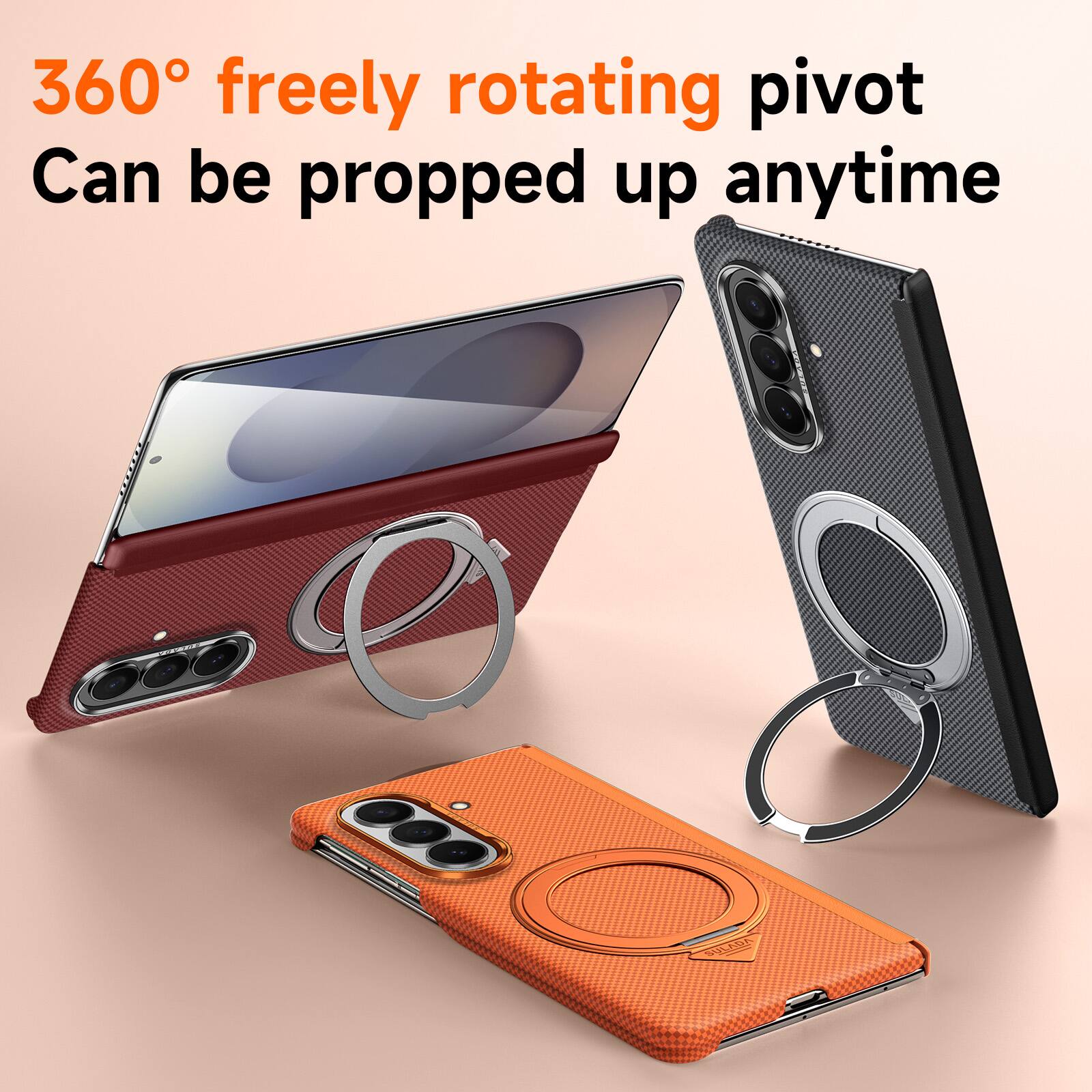 360° freely rotating pivot  
Can be propped up anytime
