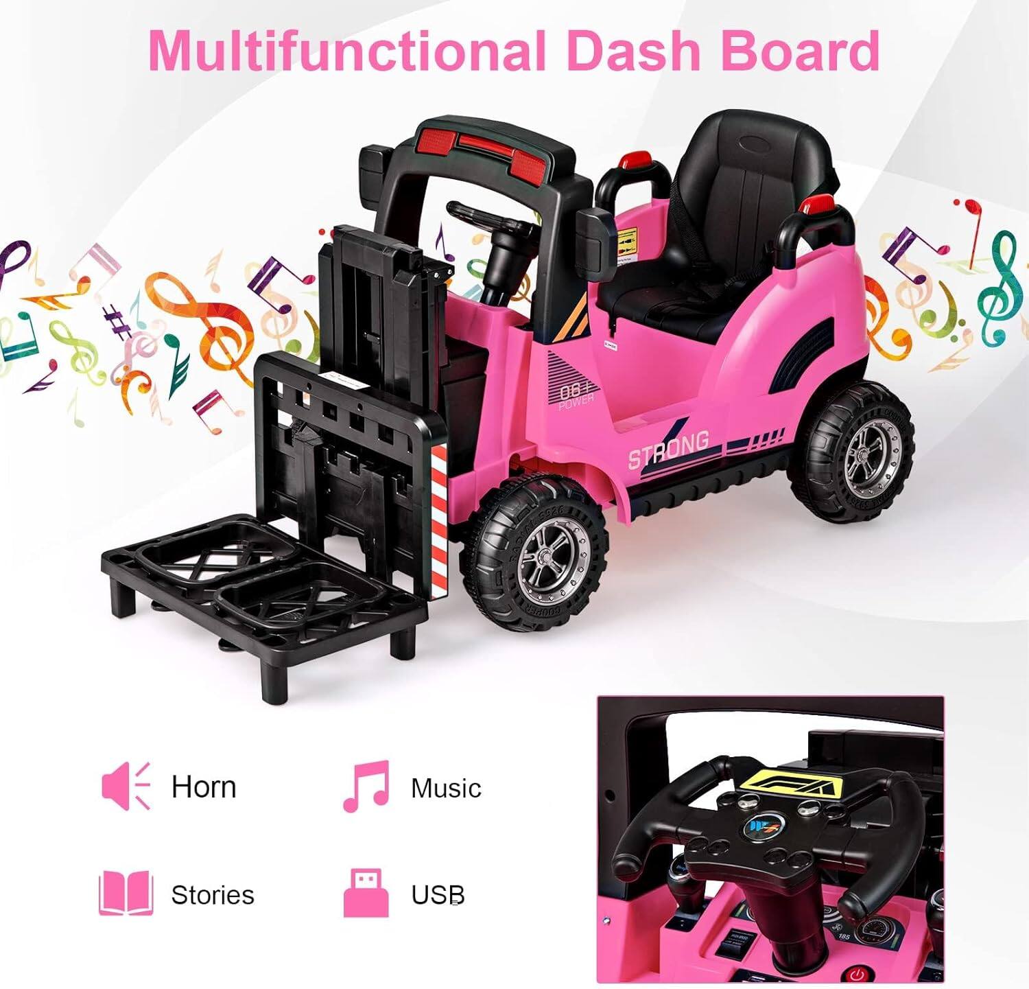 Multifunctional Dash Board

- Horn
- Music
- Stories
- USB