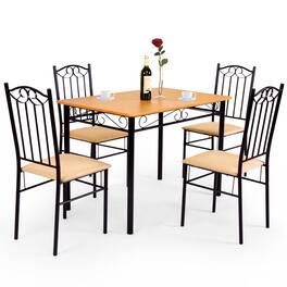 Ecooso - 5 Piece Dining Table Set with Wooden Table and 4 Cushioned Chairs for Dining Room - Black & Natural