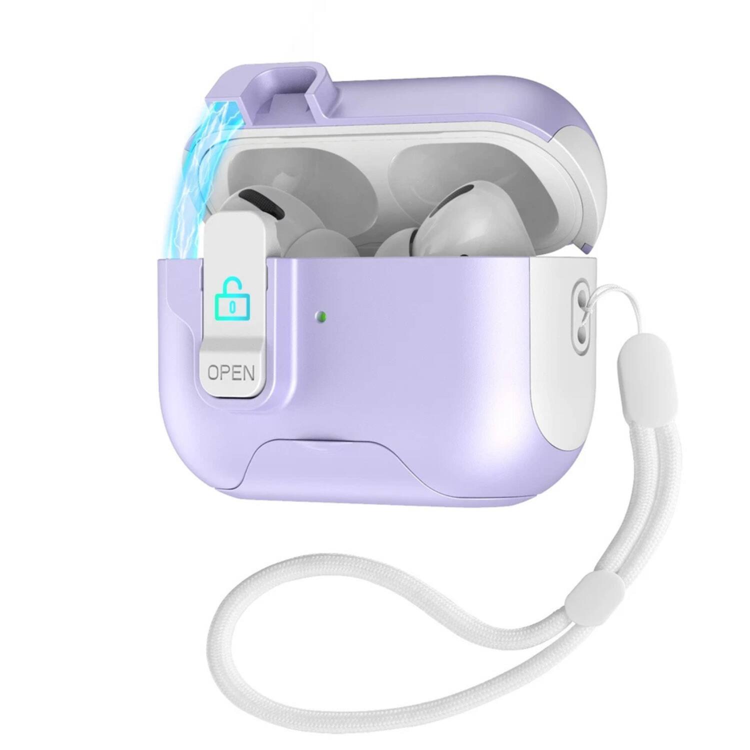 Front. Stock Preferred - For AirPods Pro 3rd Gen. 2025 Case with Kickstand Phone Holder - White Purple.