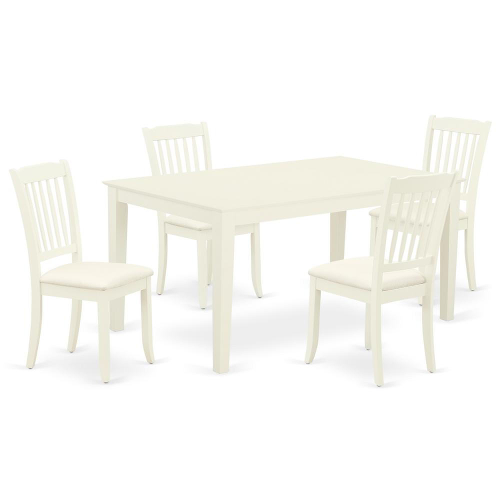 Back. East West Furniture - Dining Room Set Linen White - Brown.