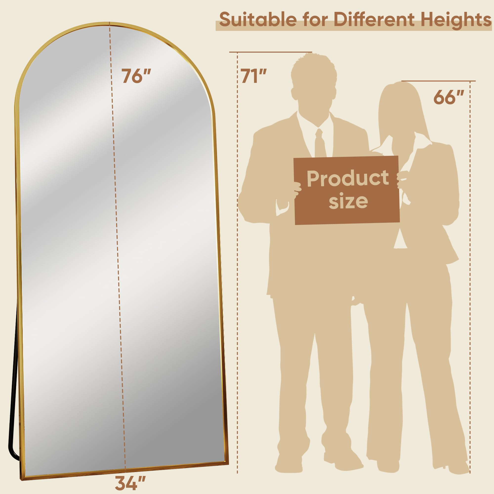 Suitable for Different Heights

76"  
71"  
66"  

Product size  
34"