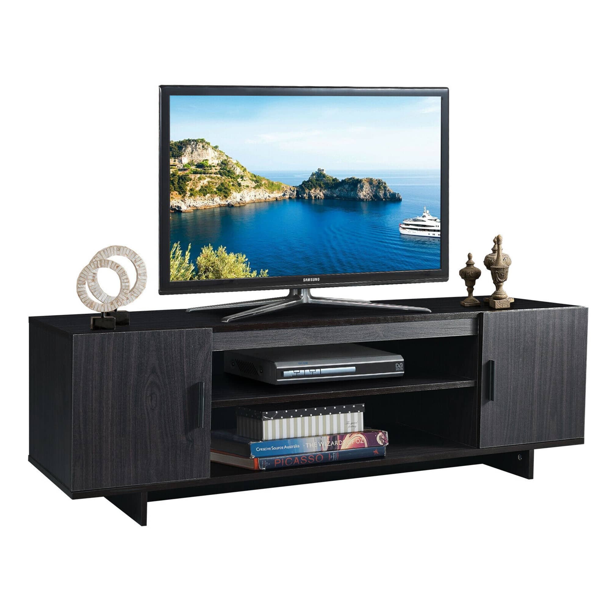 Gymax - Modern TV Stand Media Entertainment Center for TV's up To 65'' w/Storage Cabinet - Black
