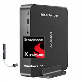 Lenovo - IdeaCentre SDX126 Mini Desktop (Snapdragon X X1-26-100, 32GB, 512GB SSD, Qualcomm Adreno, Win 11 Home) w/USB Hub - Luna Grey