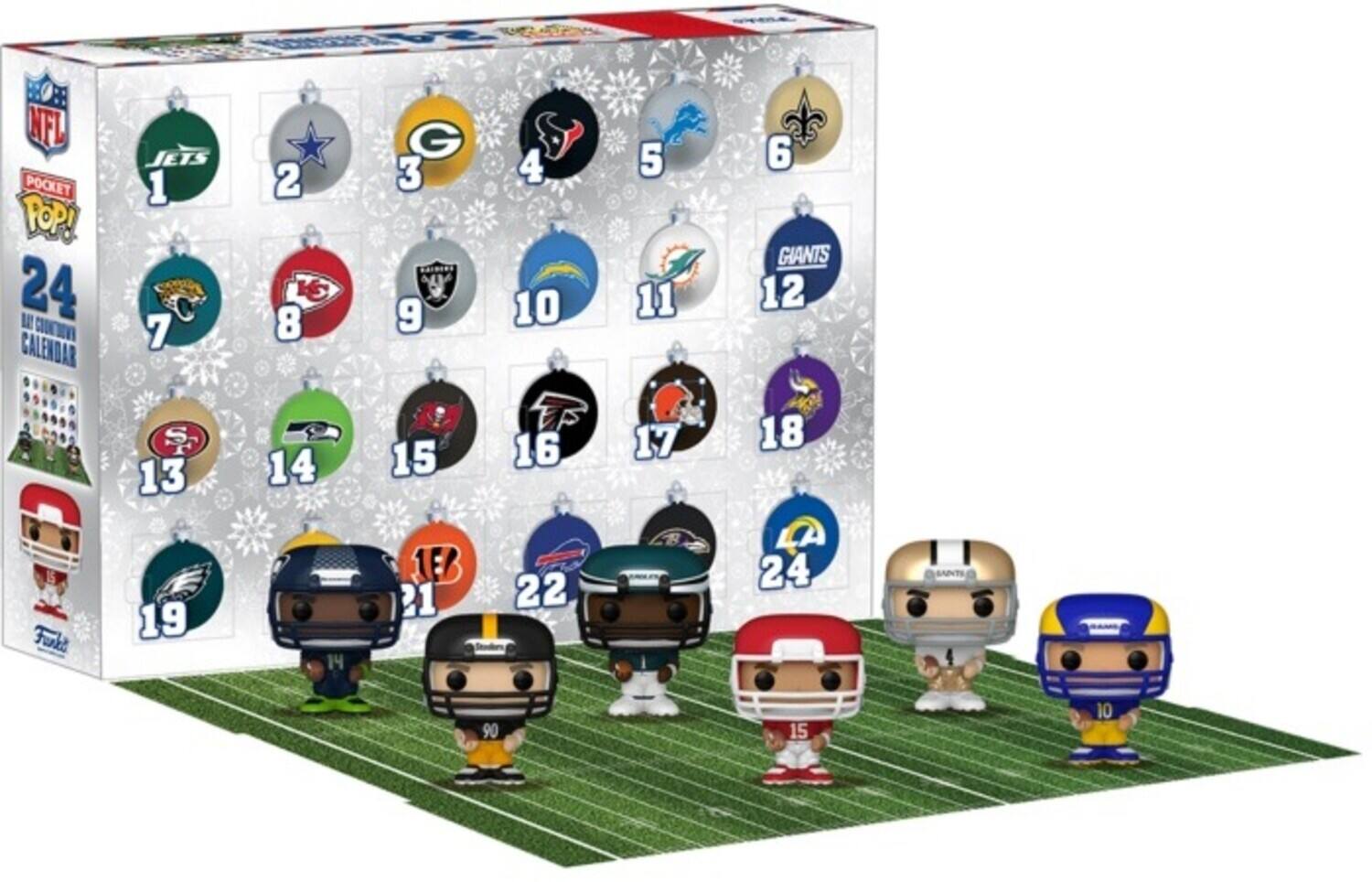 AS NFL POCKET POP! 24 DAY CALENDAR JETS 1 7 2 8 G 3 9 4 10 5 11 6 GIANTS 12 S 13 14 15 16 17 18 19 20 21 22 23 24 90 15 10