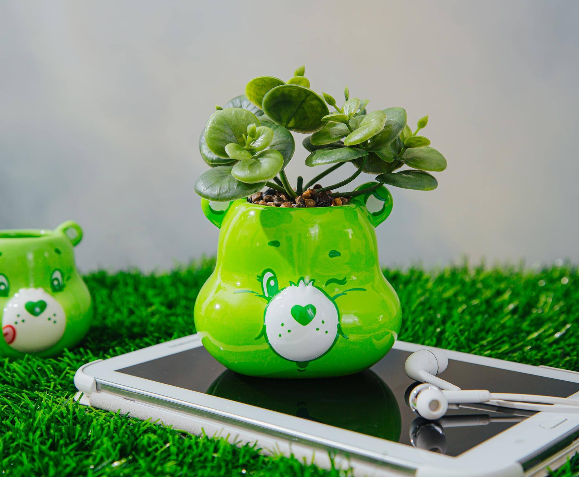 Alt View 2. Silver Buffalo - Care Bears Good Luck Bear 5-Inch Ceramic Mini Planter With Artificial Succulent - Green.