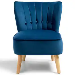 Kadyn - Armless Accent Chair, Wingback Sofa Chair,Reading Chair,Armless Accent Chair Tufted Velvet Leisure Chair - Blue