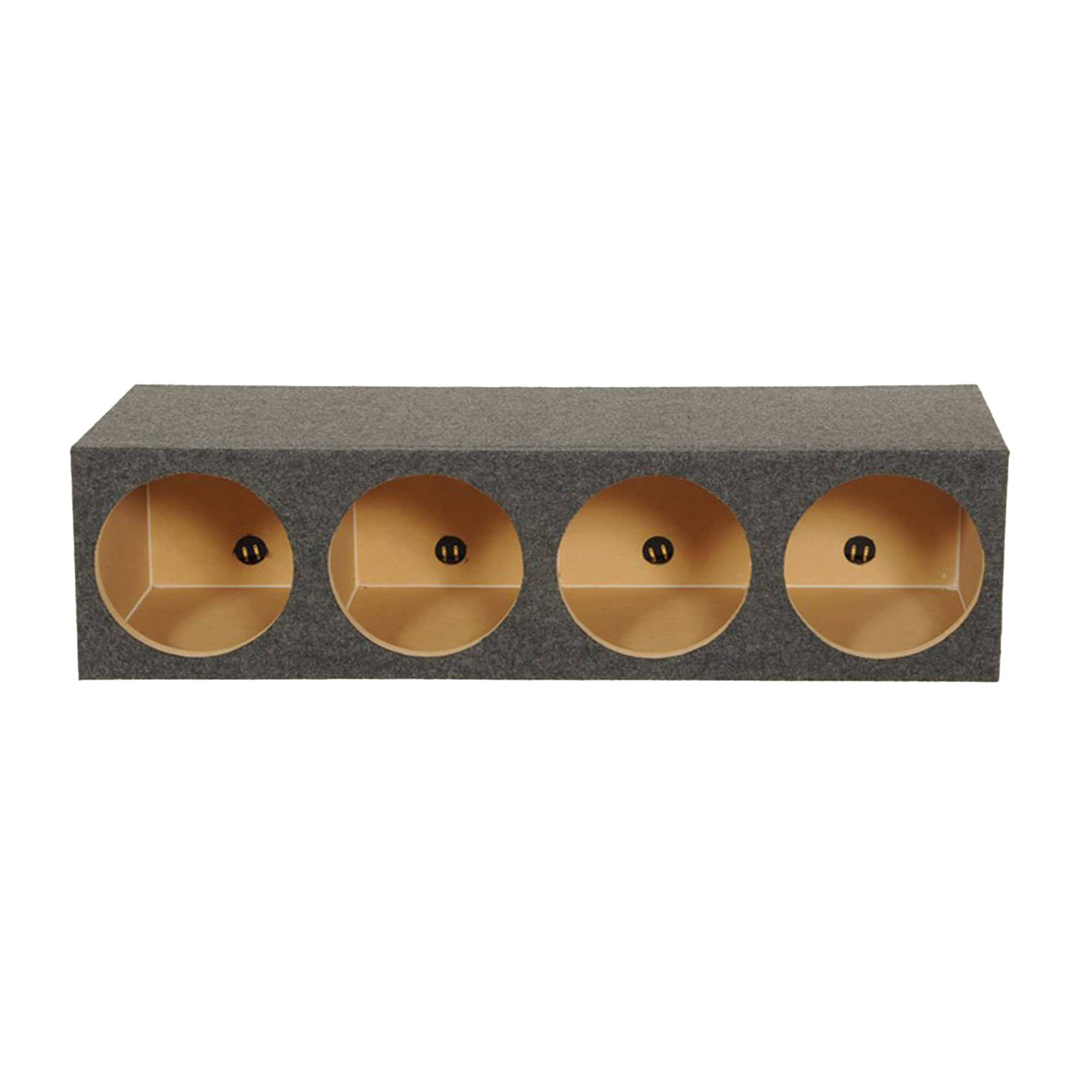QPower - Q Power Quad 12 Inch 4-Hole Sealed Subwoofer Box, Heavy Duty MDF Enclosure - CHARCOAL GREY