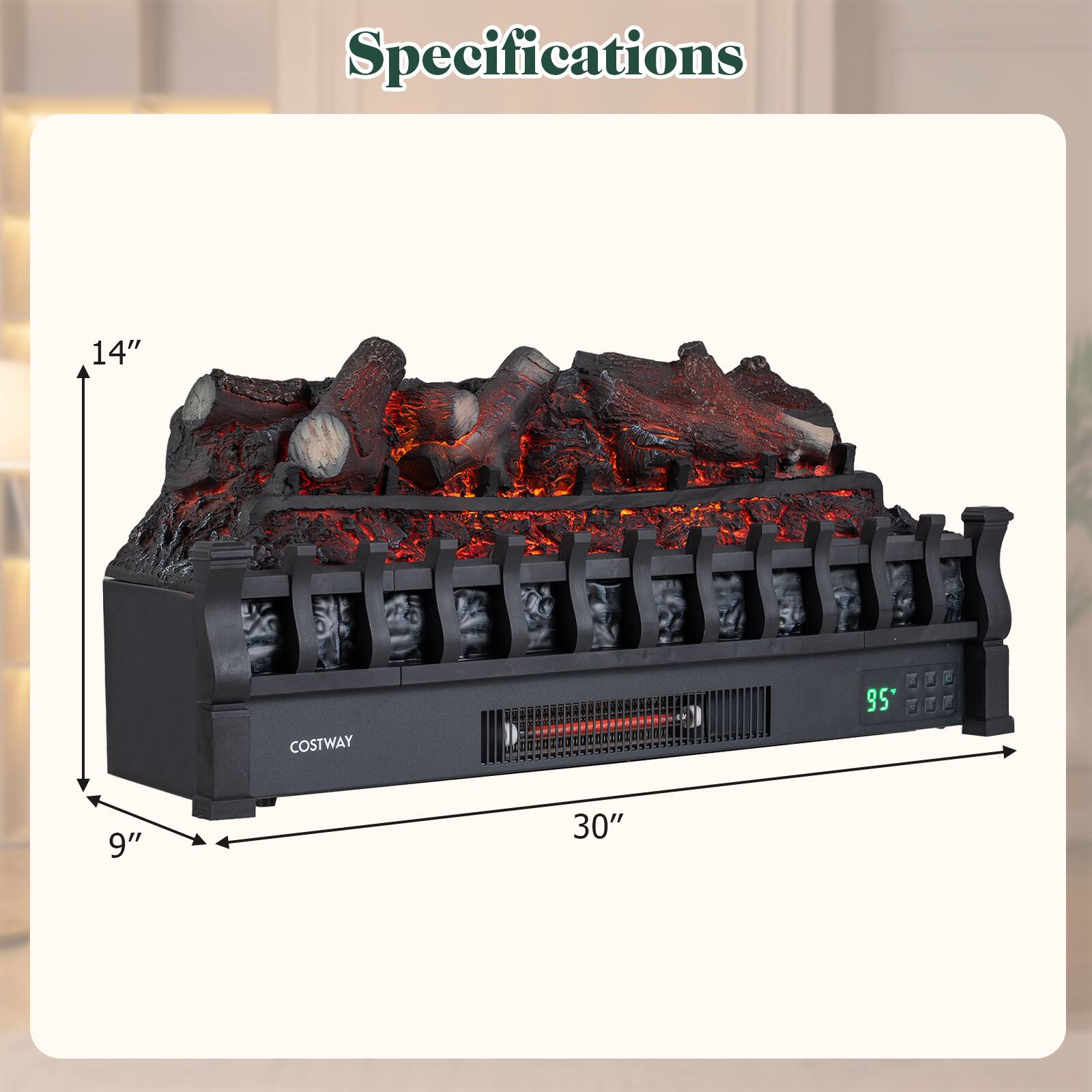 Specifications
14"
COSTWAY
95°
9"
30"