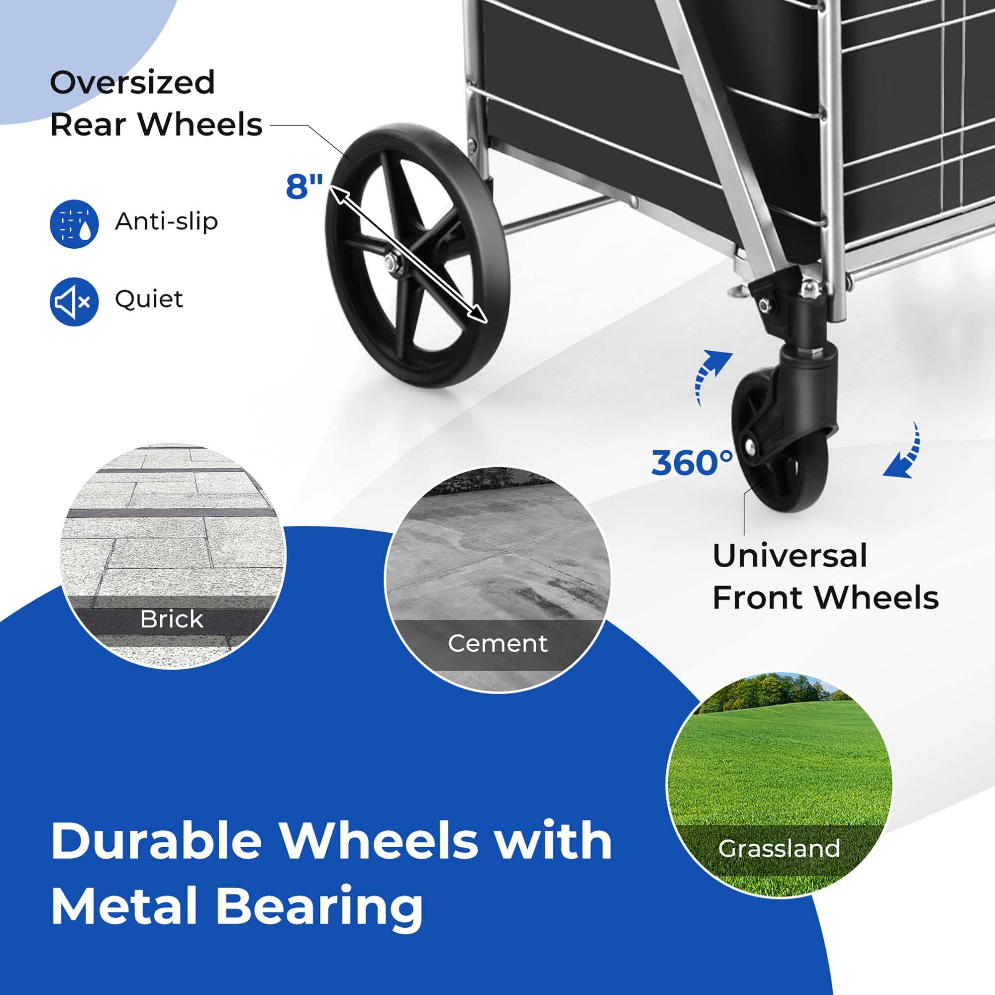 Oversized Rear Wheels Anti-slip 8" x Quiet 360 Brick Cement Universal Front Wheels Durable Wheels with Metal Bearing Grassland