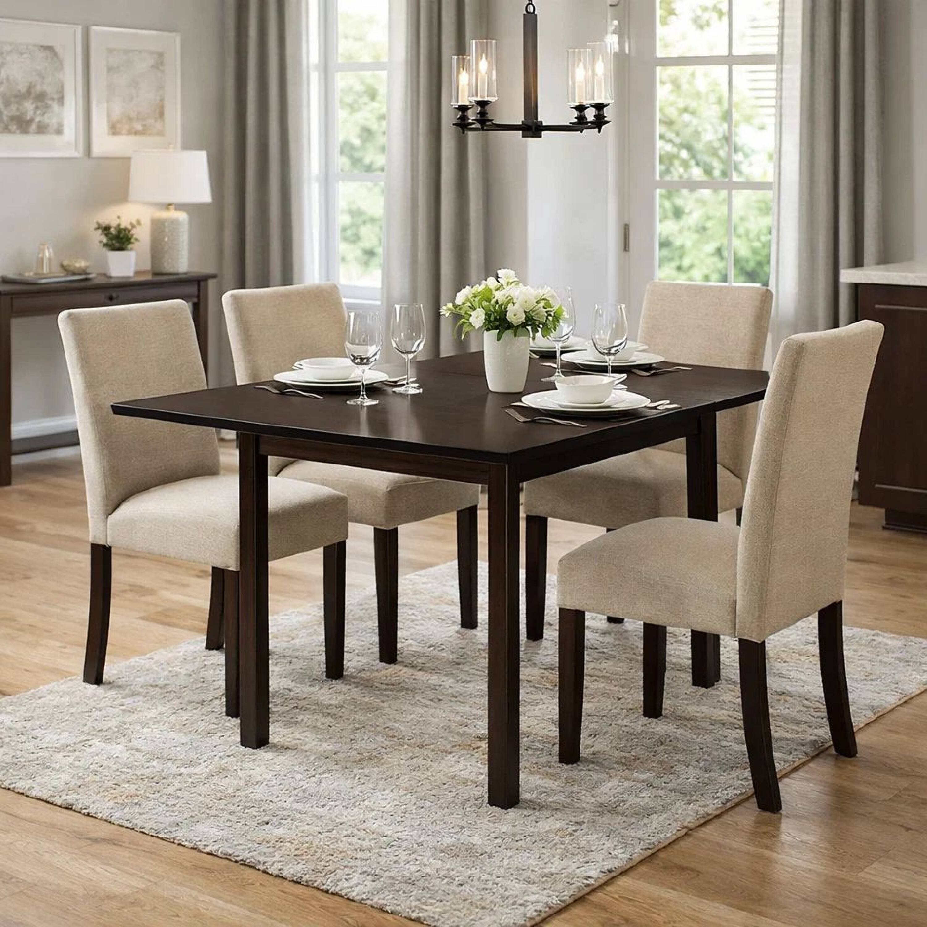 Alt View 4. Manhattan Lane - 52 Inch Drop Leaf Dining Table, Block Legs, Wood - Brown.