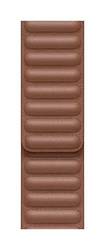 Alt View 1. Apple - Apple Watch Band - Leather Link (44mm) - Saddle Brown - Medium/Large - Brown.