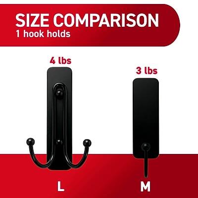 SIZE COMPARISON  
1 hook holds

4 lbs  
L

3 lbs  
M