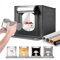 Front. Neewer - 50W Upgraded Photo Studio Light Box - 20"x20" Folding Kit with 4 Backdrops for Product Shots.