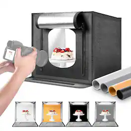Neewer - 50W Upgraded Photo Studio Light Box - 20"x20" Folding Kit with 4 Backdrops for Product Shots