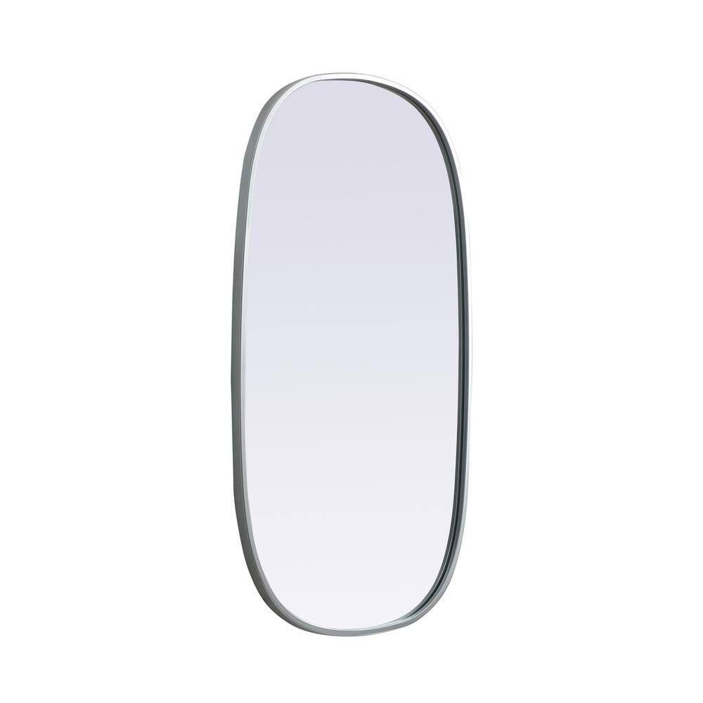 Alt View 1. Elegant Decor - Metal Frame Oval Mirror 20x36 Inch in Silver - Silver.