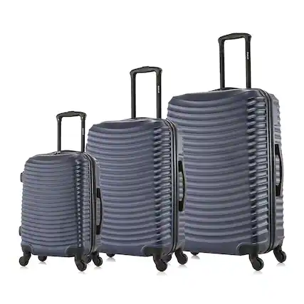 Front. DUKAP - Adly Lightweight Hardside Spinner 3 Piece Luggage Set 20"/24"/28" - BLUE.