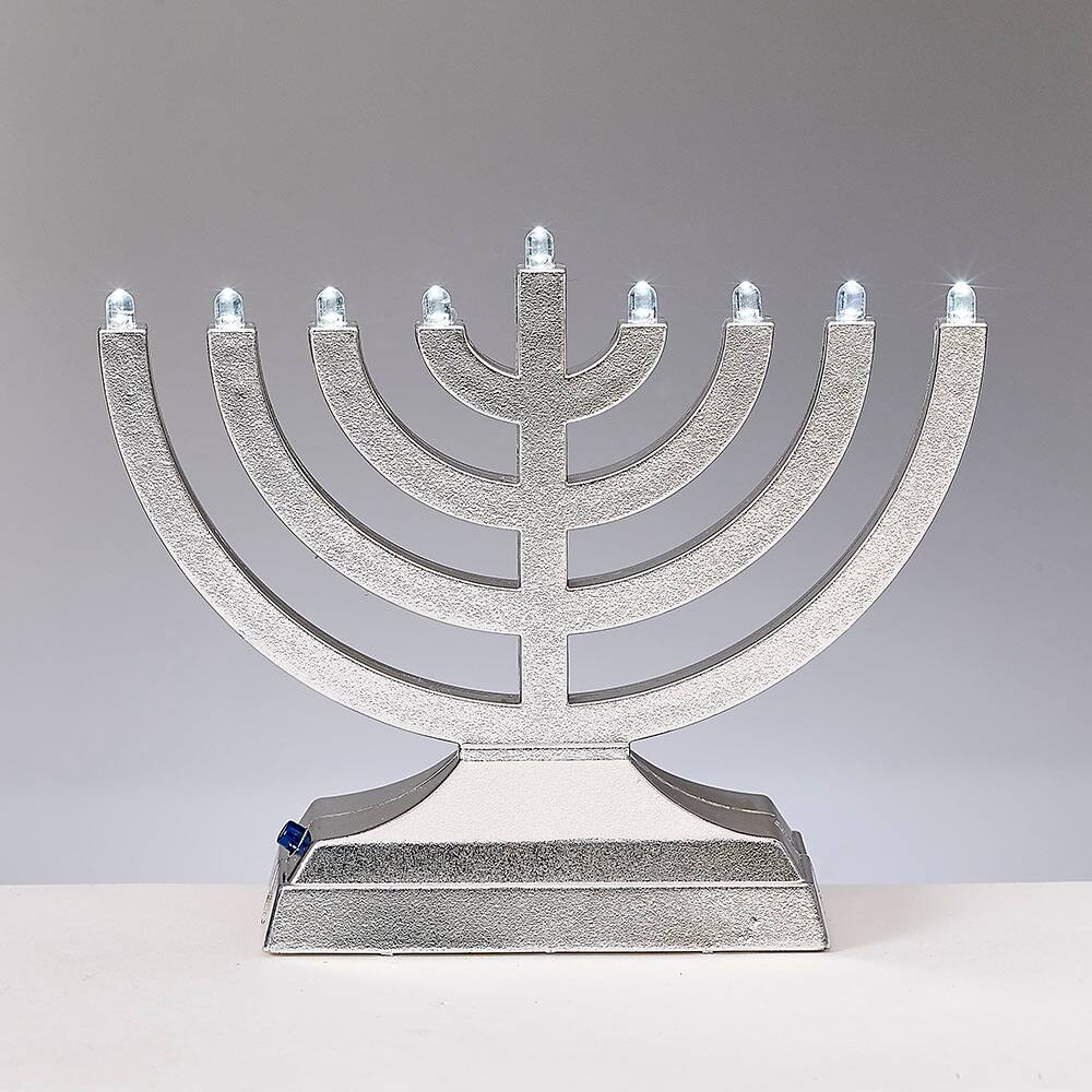 Rite Lite - 6" Battery Operated Light it Anywhere Tone Go Menorah - Silver