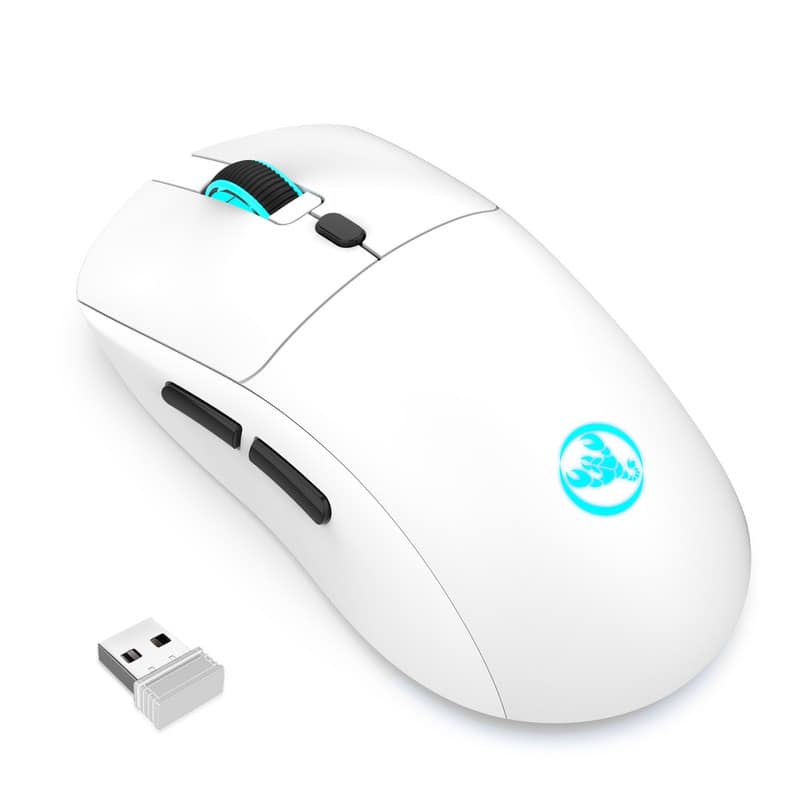 SKRAN - 2.4G Wireless Rechargeable Mouse - 3600 DPI, 7-Color RGB, Easy-to-Use for Office, Gaming & Design (Ergonomic, 650mAh) - Wireless - White