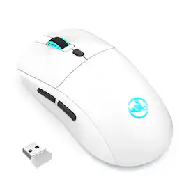 SKRAN - 2.4G Wireless Rechargeable Mouse - 3600 DPI, 7-Color RGB, Easy-to-Use for Office, Gaming & Design (Ergonomic, 650mAh) - Wireless - White