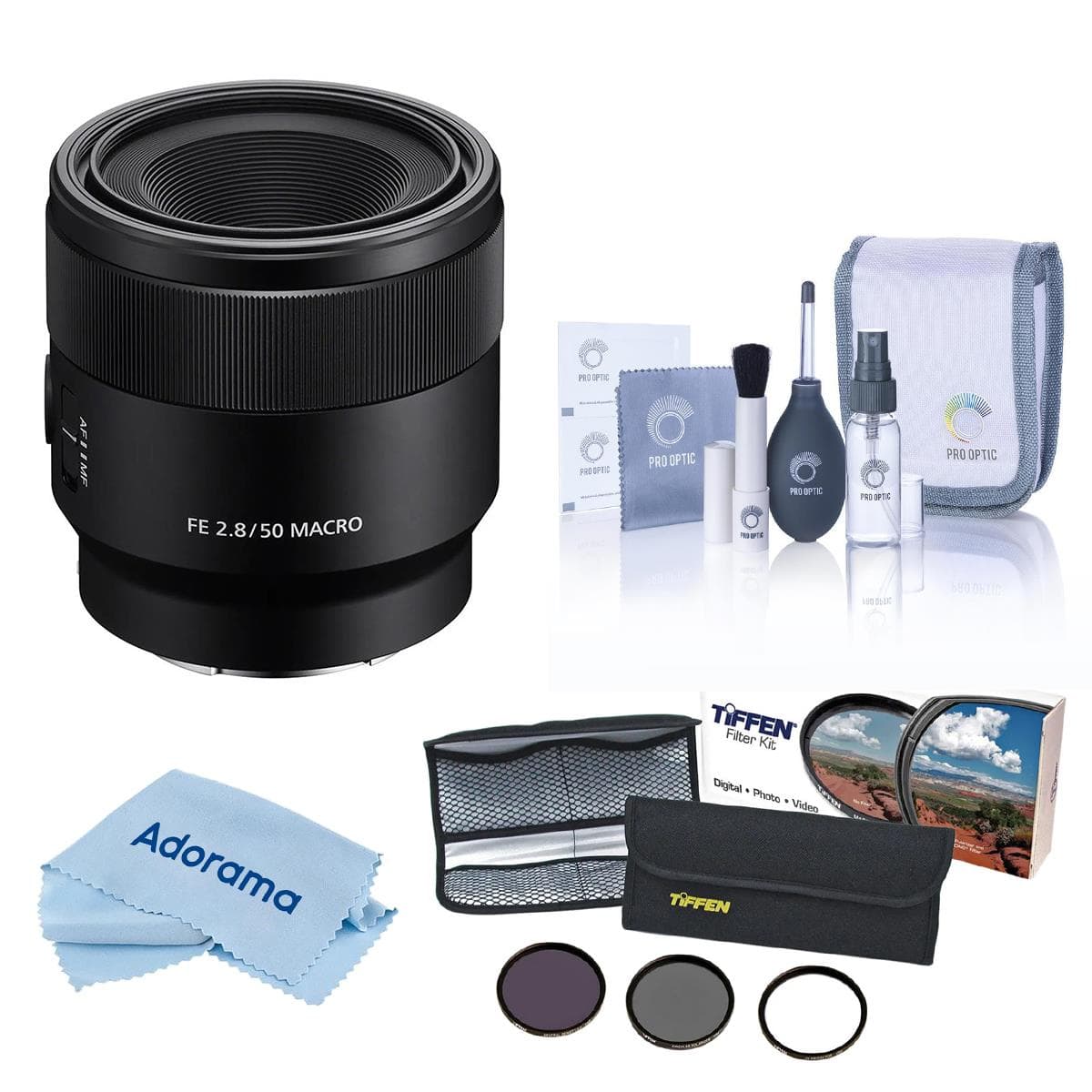 Bundle - FE 50mm f/2.8 Macro Lens for Sony E, with 55mm Essentials Filter Kit, Cleaning Kit and Cleaning Cloth price history on PriceWatchPro