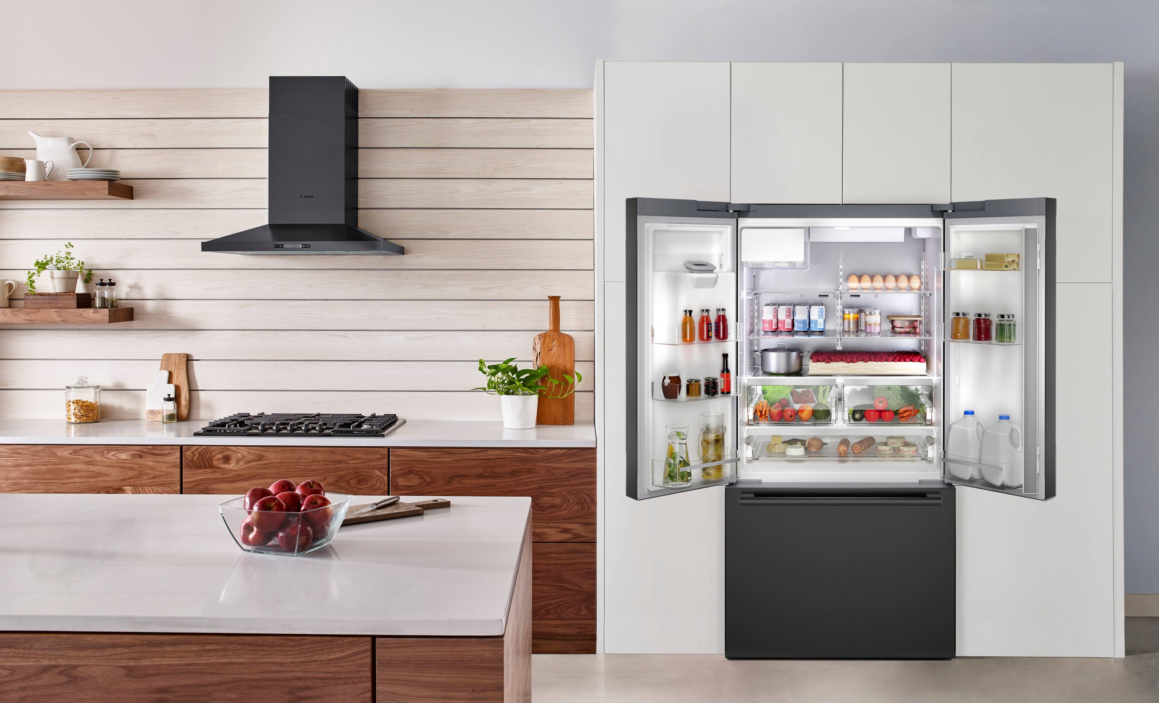 Alt View 22. Bosch - 500 Series 26 Cu. Ft. 3-Door French Door Smart Refrigerator with External Water and Ice - Black Stainless Steel.