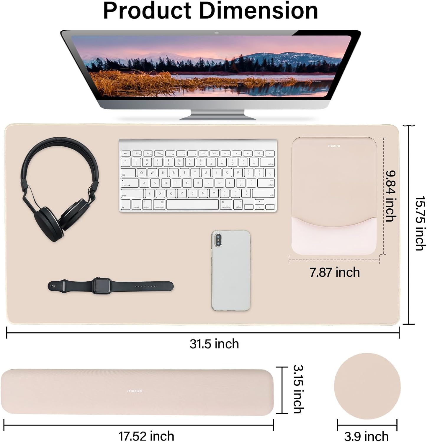 Product Dimension

- 7.87 inch
- 9.84 inch
- 15.75 inch
- 17.52 inch
- 31.5 inch
- 3.15 inch
- 3.9 inch