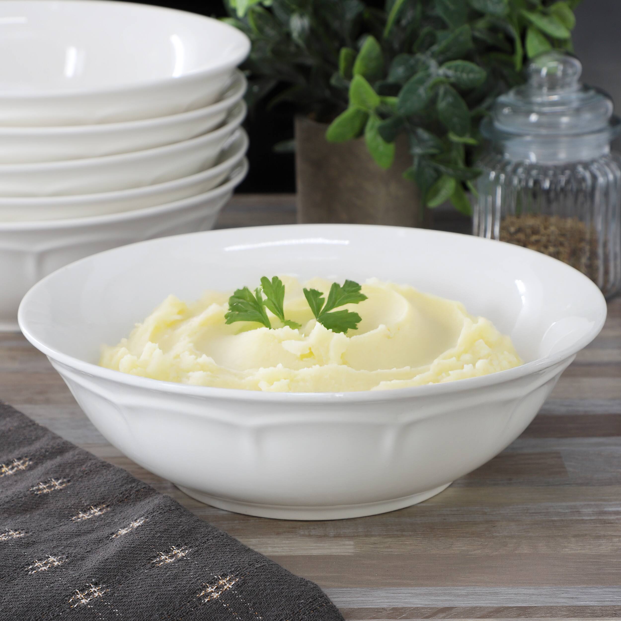 Alt View 3. Gibson - Gibson Elite Compostela 6 Piece 9 Inch Fine Ceramic Dinner Bowl Set in White - White.