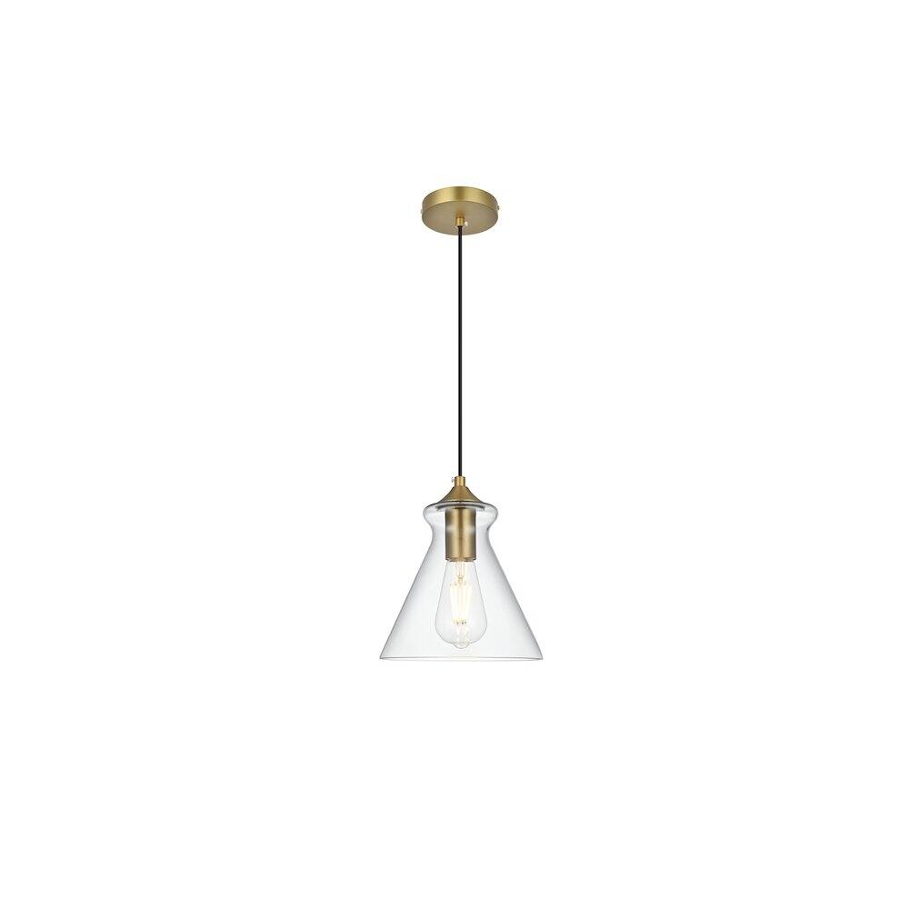 Alt View 1. Living District - Destry 8 Inch Pendant Clear Shade in Satin Gold - Satin Gold And Clear.
