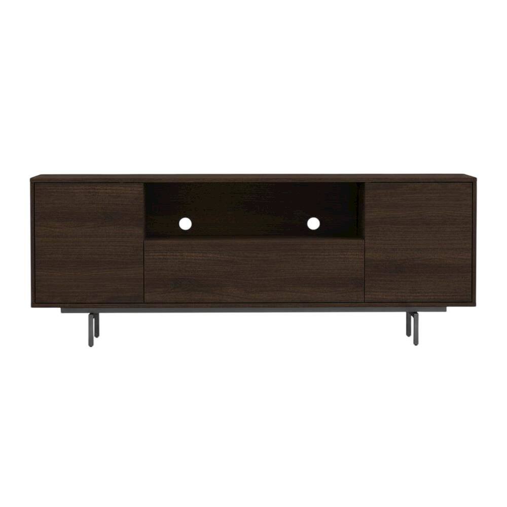 Back. FurniFact - Walnut Laminate TV Console in Brown with Modern Design and Engineered Wood - Brown.