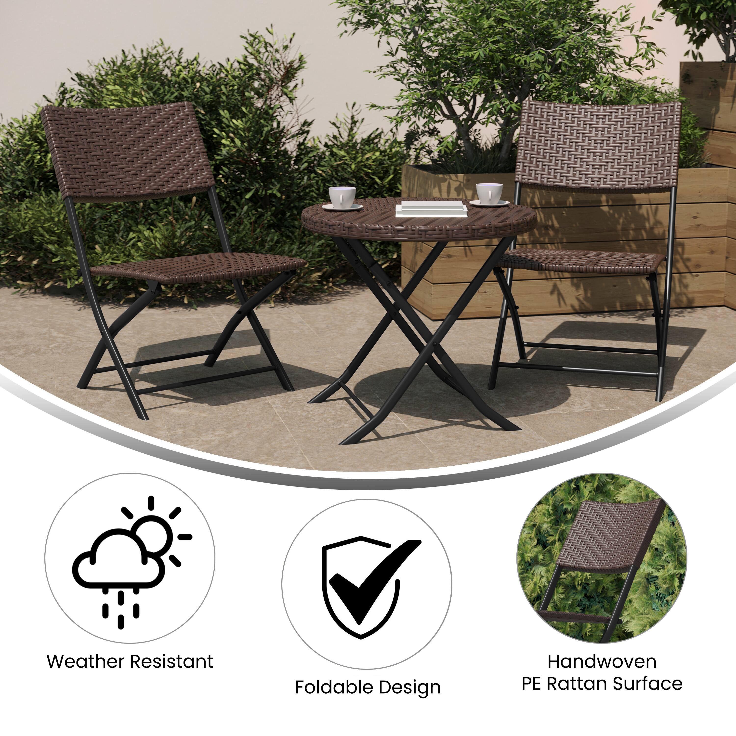 Weather Resistant Foldable Design Handwoven PE Rattan Surface