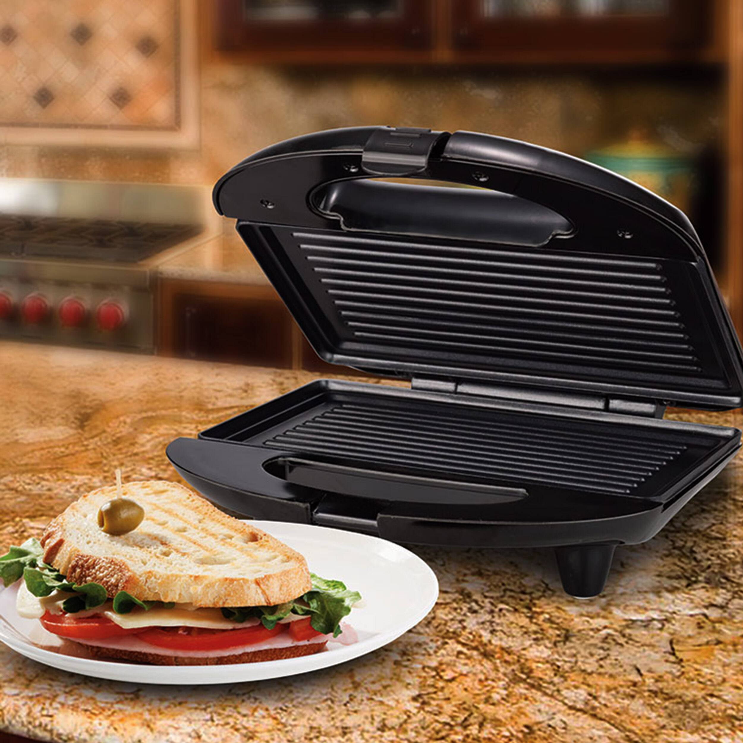 Back. Brentwood - Brentwood Non Stick Panini Press and Sandwich Maker in Black and Silver - Black.
