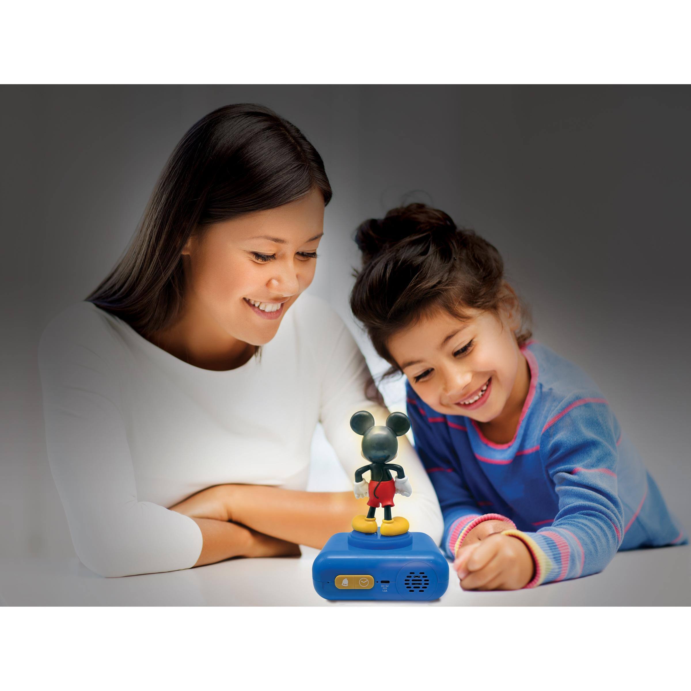 Alt View 3. Lexibook - Disney Mickey Mouse, 3D Night Light Alarm Clock, Bluetooth Speaker, LCD Backlit Display, Sound Effects Button, Six - BLUE.