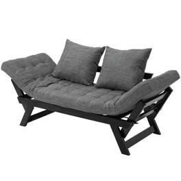 Hivvago - 3 In 1 Convertible Sofa Chaise Lounger Bed with 2 Large Pillows - Gray
