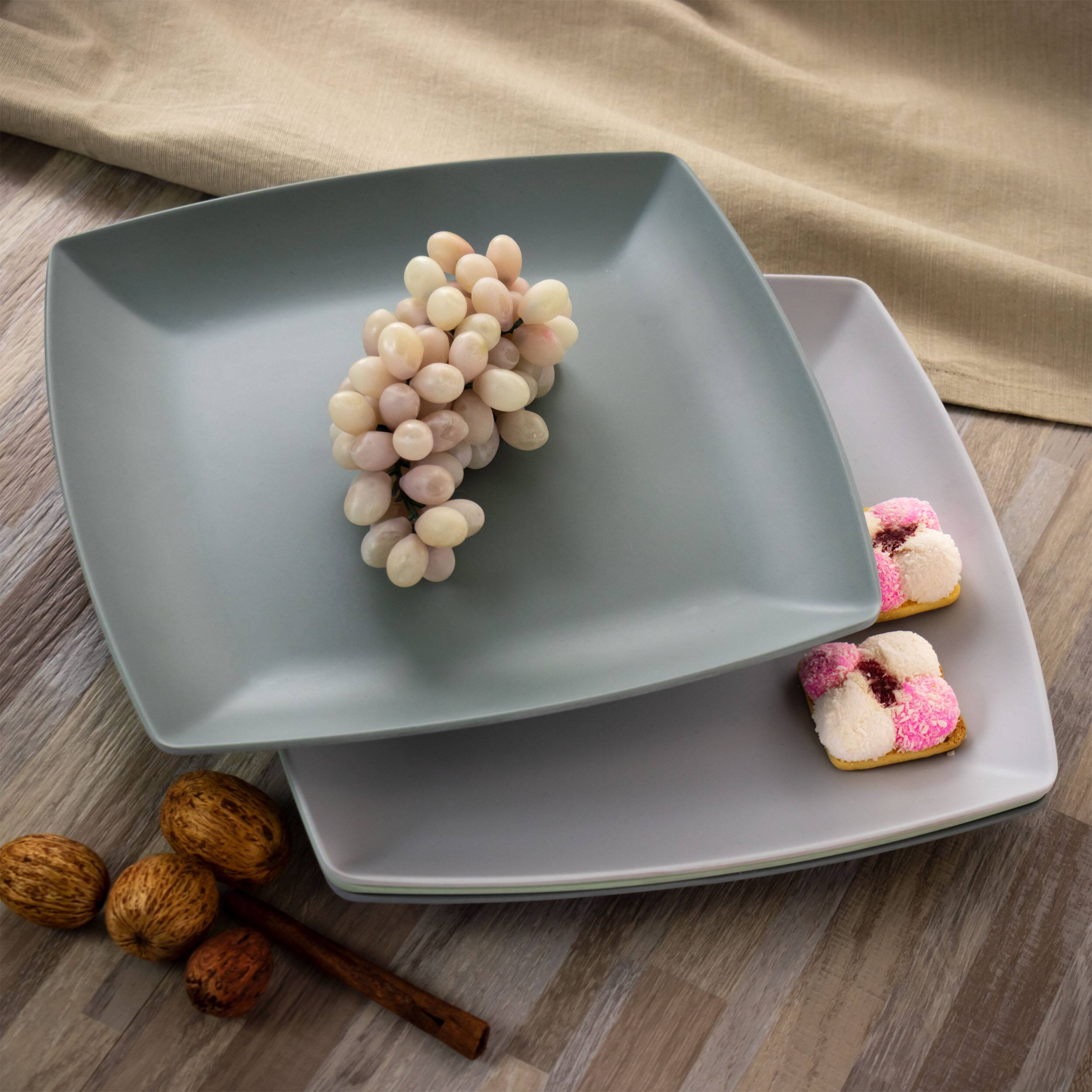 Alt View 8. Gibson - Gibson Home Grayson 4 Piece 10.5 Inch Square Melamine Dinner Plate Set in Assorted Colors - Assorted.