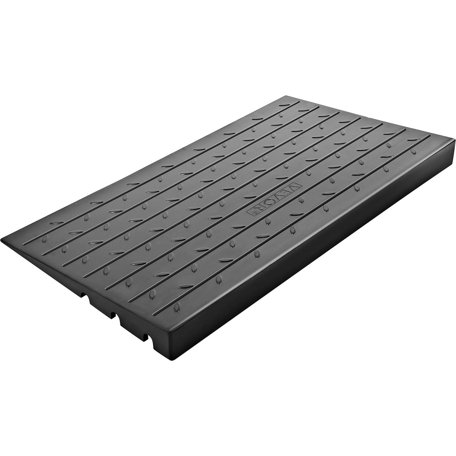 Alt View 5. VEVOR - Rubber Threshold Ramp, 4\" Rise Threshold Ramp Doorway, 3 Channels Cord Cover Rubber Solid Threshold Ramp, Rubber Angled - Black.