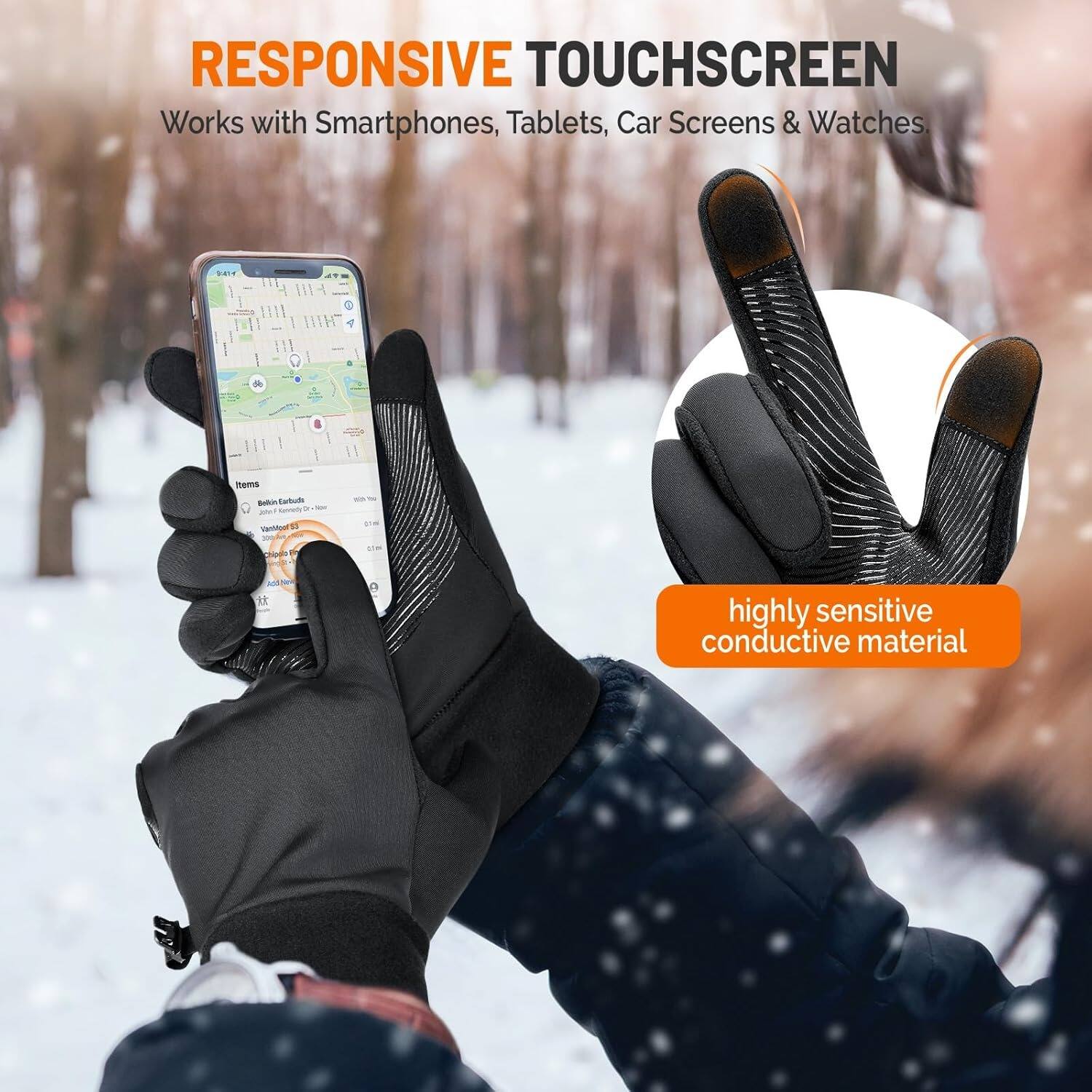 RESPONSIVE TOUCHSCREEN  
Works with Smartphones, Tablets, Car Screens & Watches.  

highly sensitive conductive material