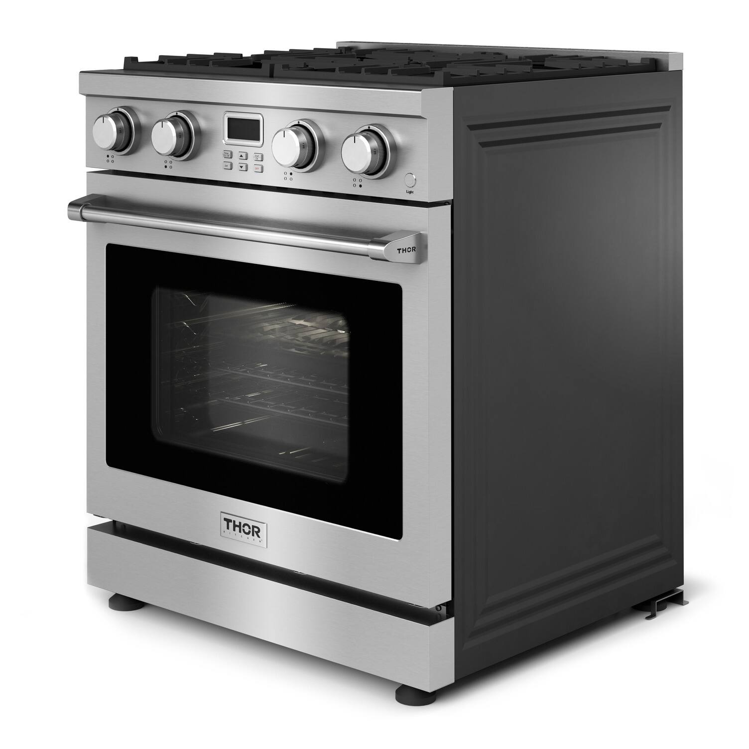 Angle. Thor Kitchen - 4.8 Cu. Ft. Freestanding Gas Convection Range - Stainless Steel.