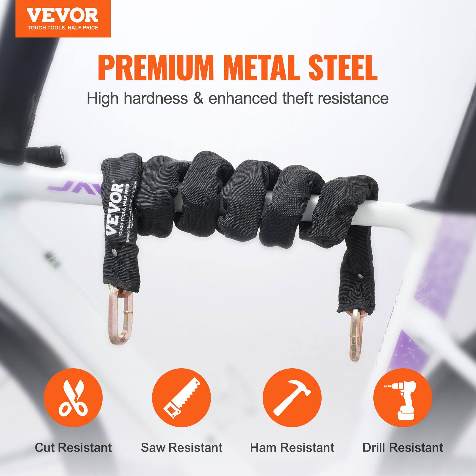 VEVOR Bike Chain Lock, Ft Security Bicycle Chain Lock, Heavy