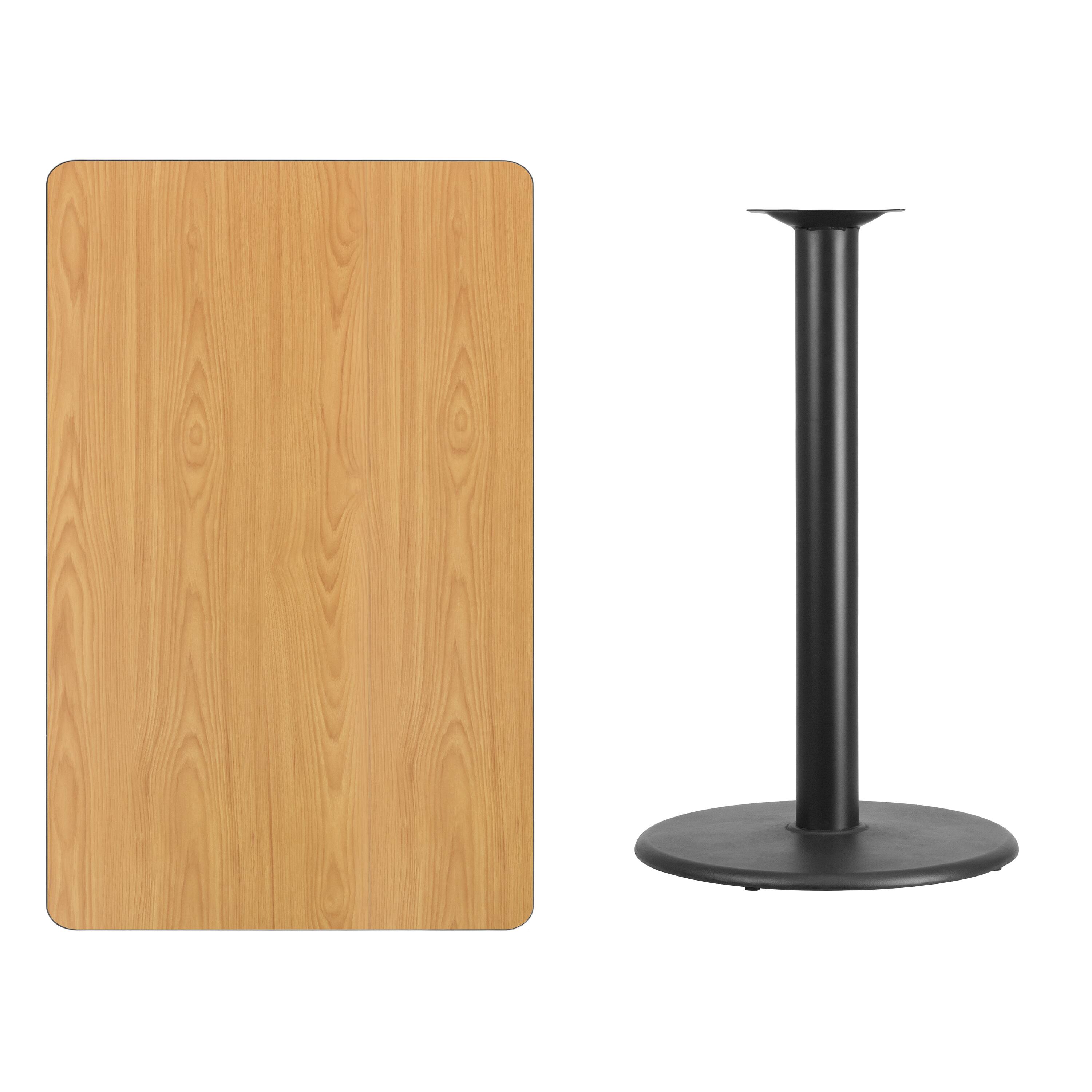 Alt View 2. Emma + Oliver - 30"x48" Rectangular Laminate Bar Table with 24" Round Base - Natural.