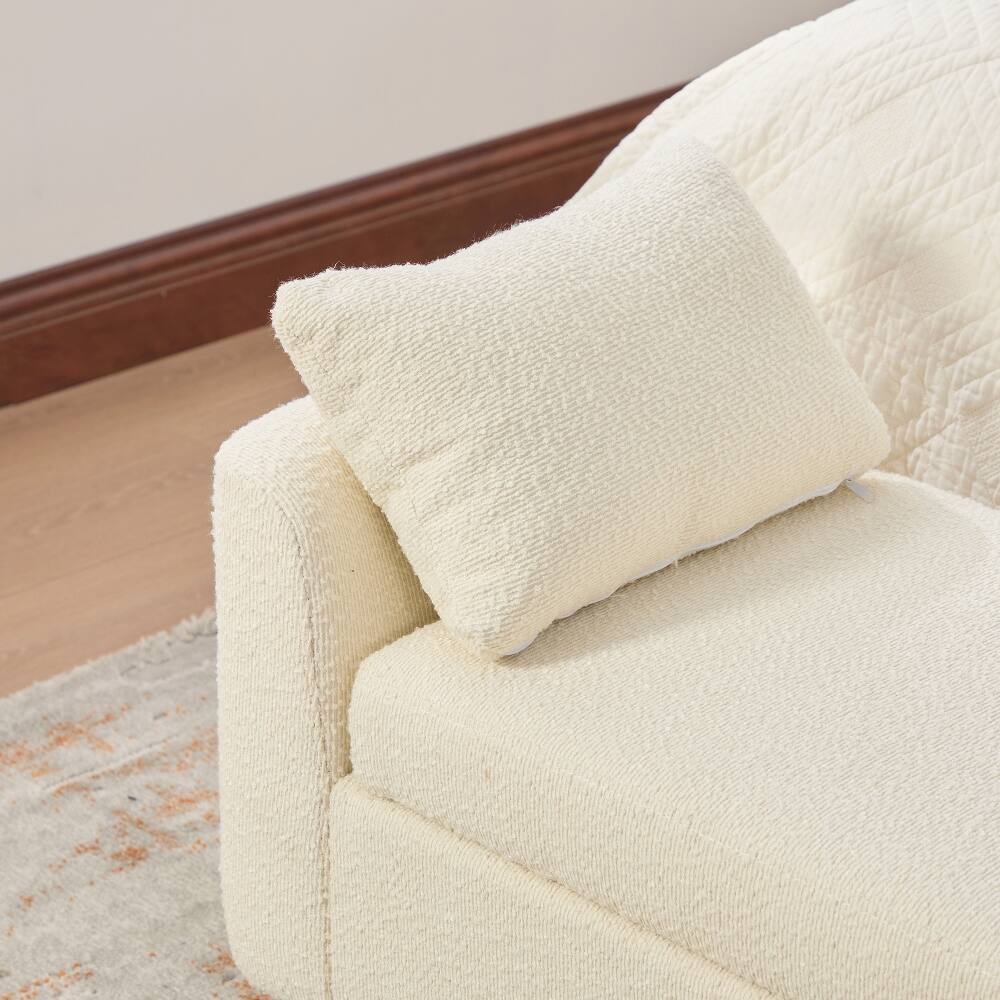 Alt View 2. Ropilly - Ropilly Modern Boucle Upholstered Storage Bench with Armrests, Beige Bed End Stool for Bedroom and Entryway - Beige.