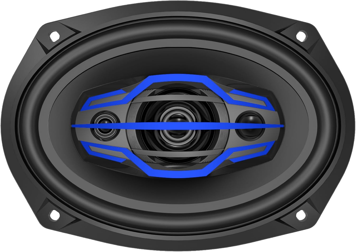 Alt View 2. Jensen - Jensen JS6904 6x9" 4-Way Car Speakers Pair | 400W Peak | 58mm Dome Midrange | Two 20mm Piezo Tweeters - Black.