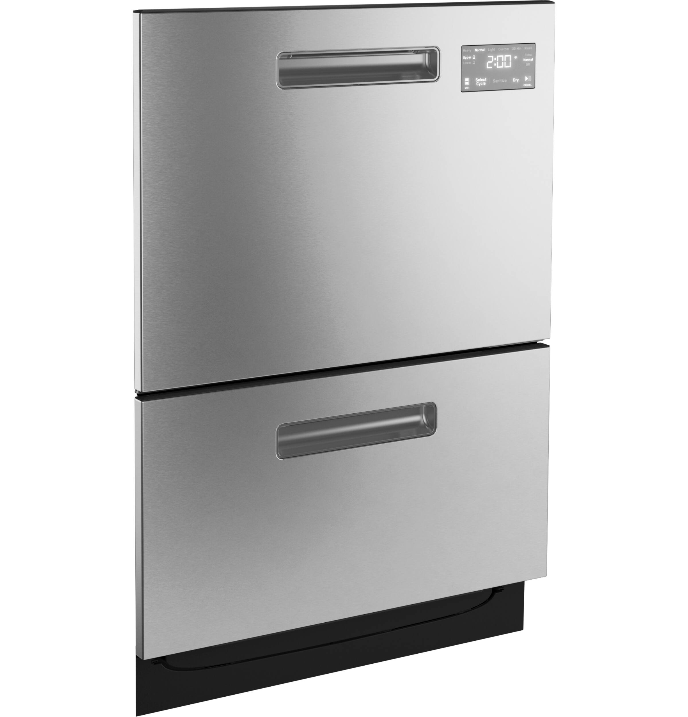 Alt View 3. GE Profile - 24" Front Control Smart Built-In Double Drawer Dishwasher with Microban Antimicrobial Protection - Stainless Steel.