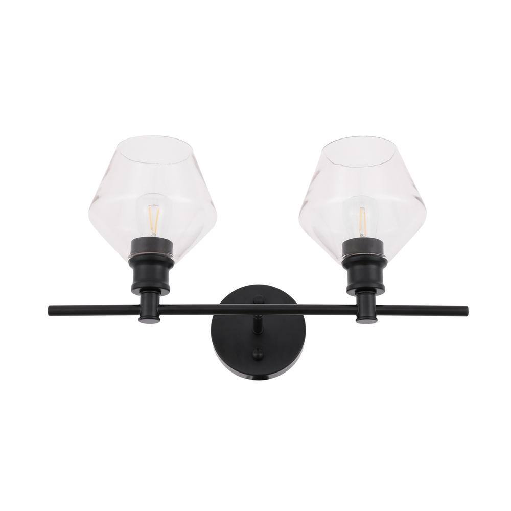 Alt View 7. Living District - Gene 2 light Black and Clear glass Wall sconce - Black And Clear Glass.